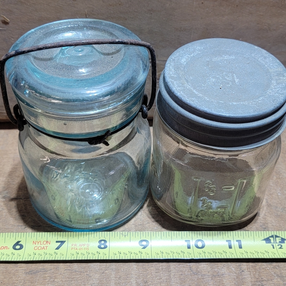 Pair Of Vintage Rare Half Pint Jars - Putnam And Mason 1/2 Pints - Picture 8 of 10